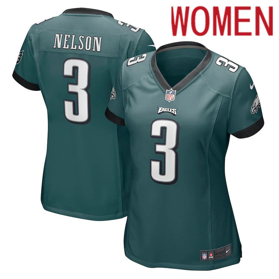Women Philadelphia Eagles #3 Steven Nelson Nike Midnight Green Game NFL Jersey->women nfl jersey->Women Jersey